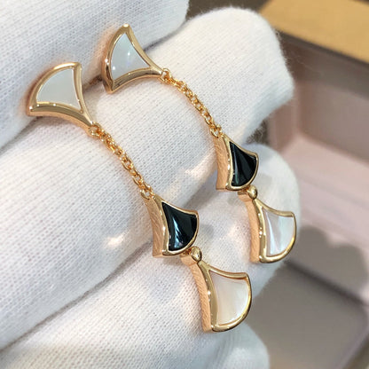 [Regalia Jewelry]DREAM EARRINGS 3 MOTIFS ONYX MOP PINK GOLD