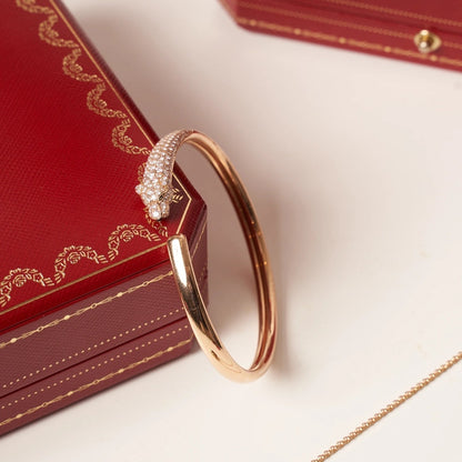 [Lumi Jewelry]PANTHERE ROSE GOLD DIAMOND OPEN BRACELET