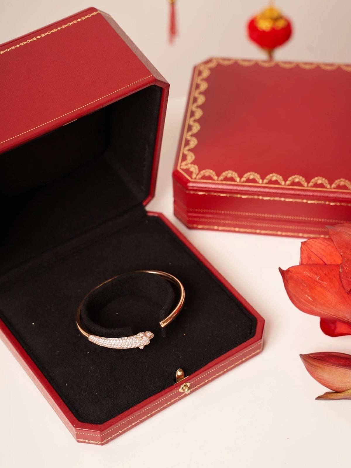 [Regalia Jewelry]PANTHERE ROSE GOLD DIAMOND OPEN BRACELET