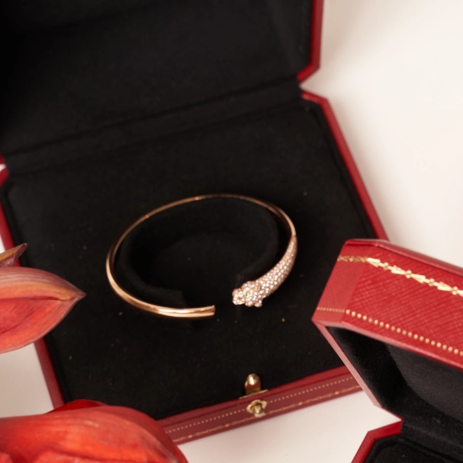 [Regalia Jewelry]PANTHERE ROSE GOLD DIAMOND OPEN BRACELET