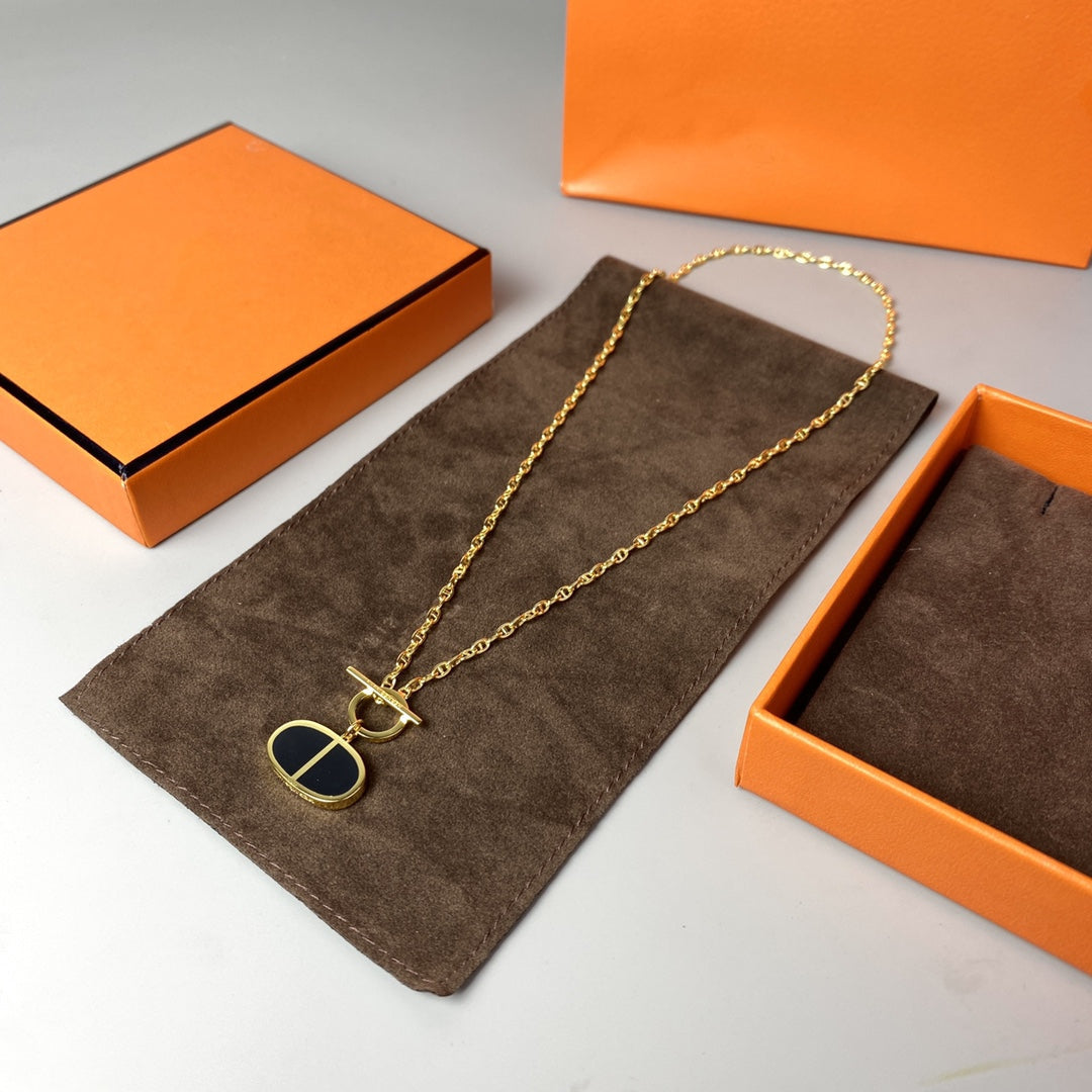 [Regalia Jewelry]CHAINE VERSO BLACK CERAMIC NECKLACE