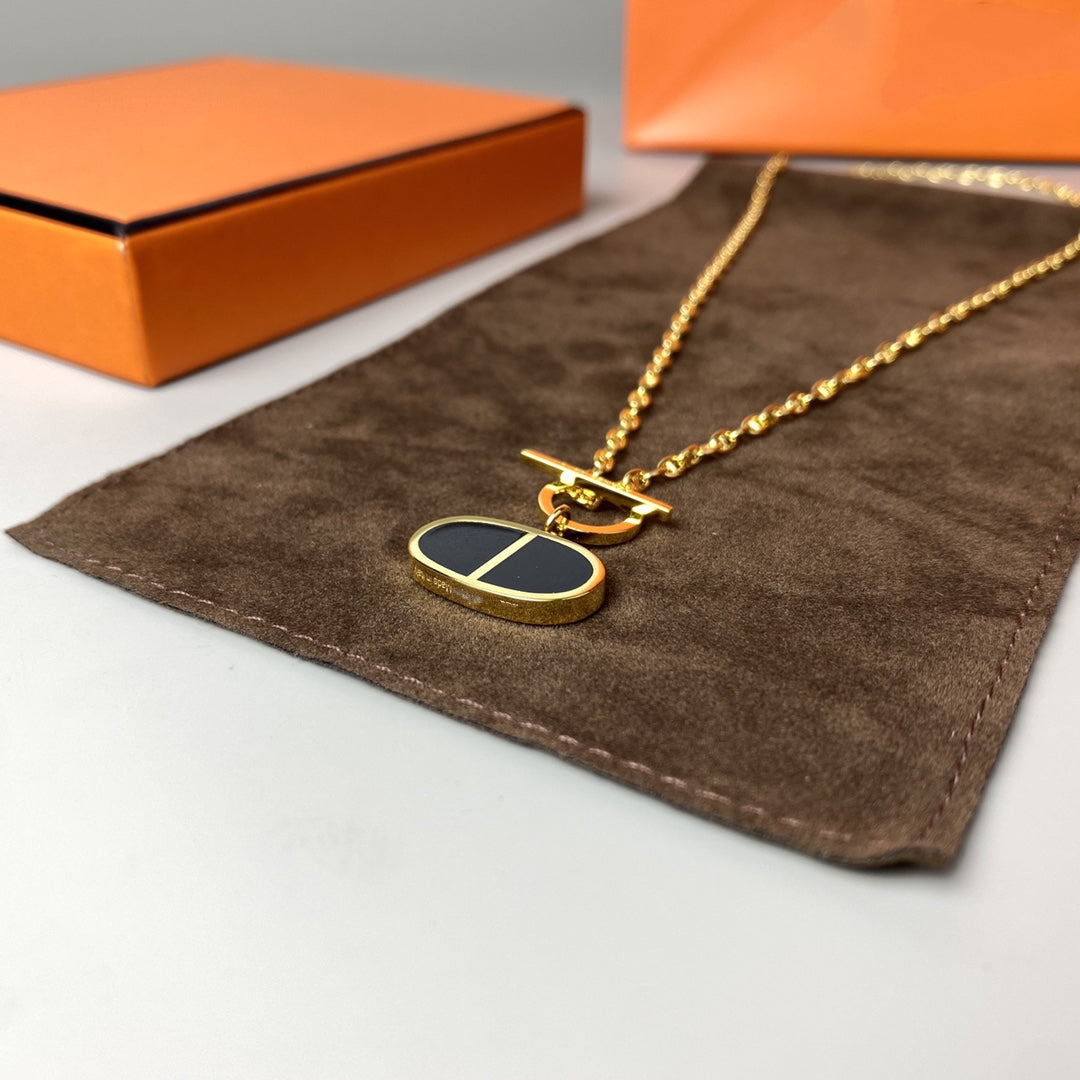 [Regalia Jewelry]CHAINE VERSO BLACK CERAMIC NECKLACE
