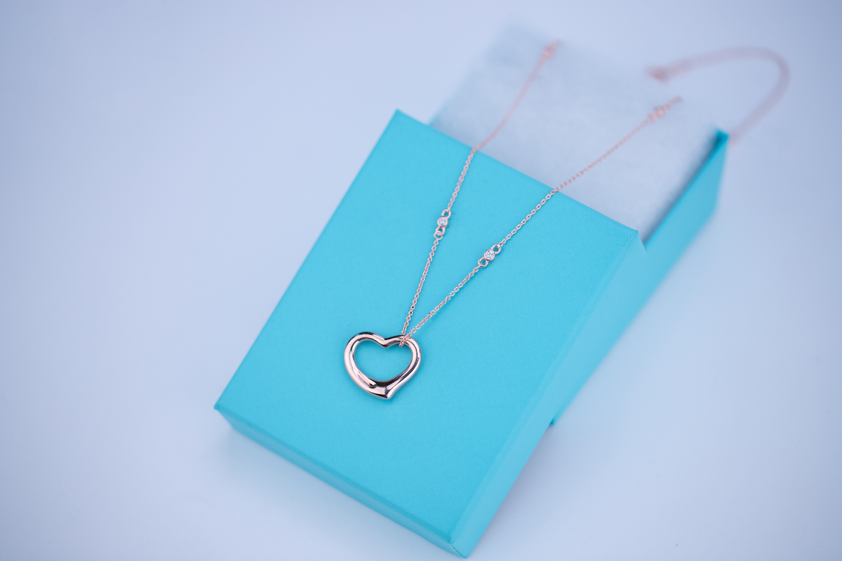 [Regalia Jewels]OPEN HEART PEDANT PINK GOLD NECKLACE
