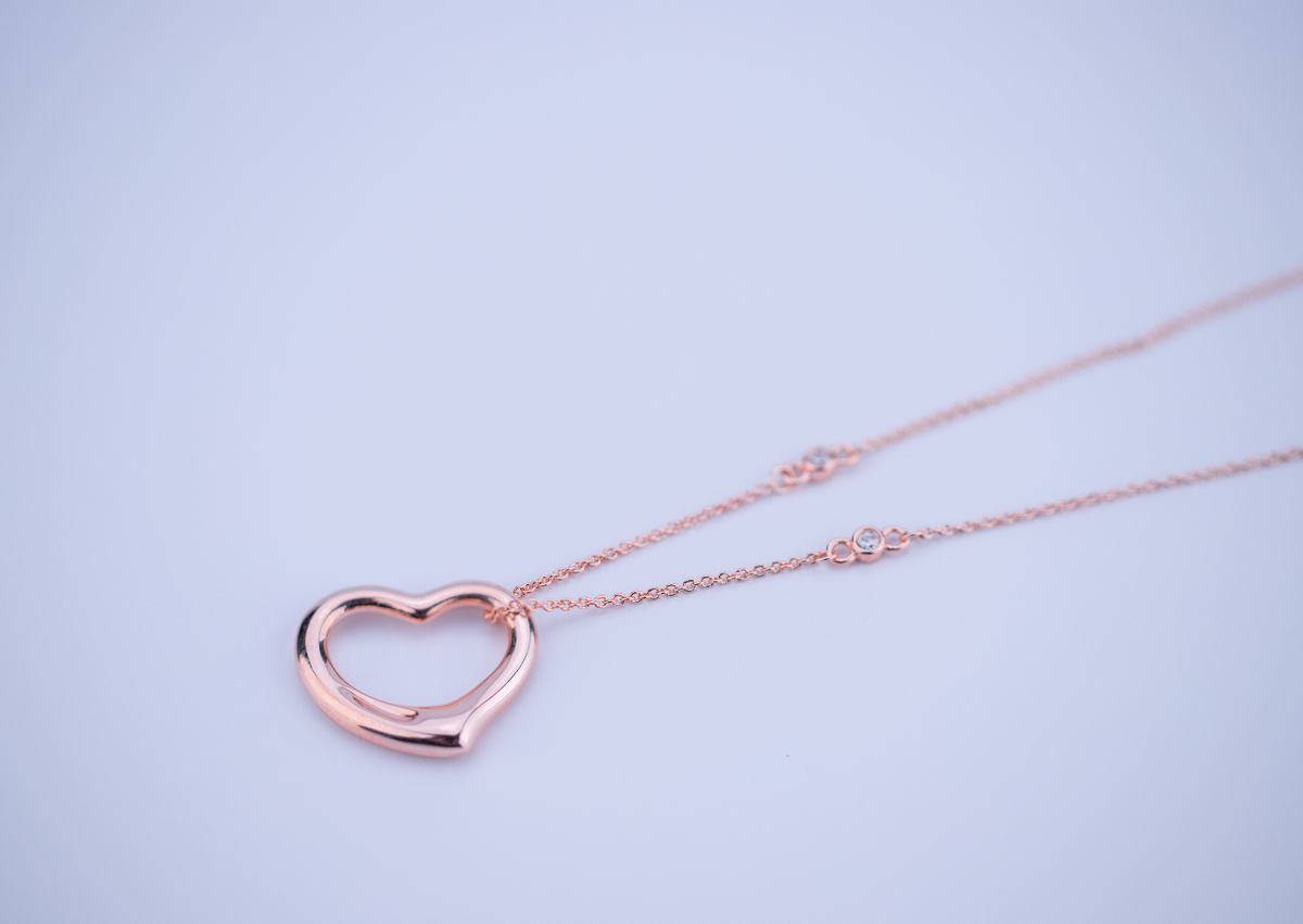[Regalia Jewels]OPEN HEART PEDANT PINK GOLD NECKLACE
