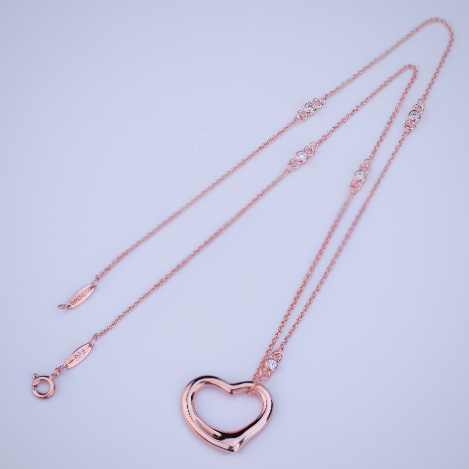 [Regalia Jewels]OPEN HEART PEDANT PINK GOLD NECKLACE