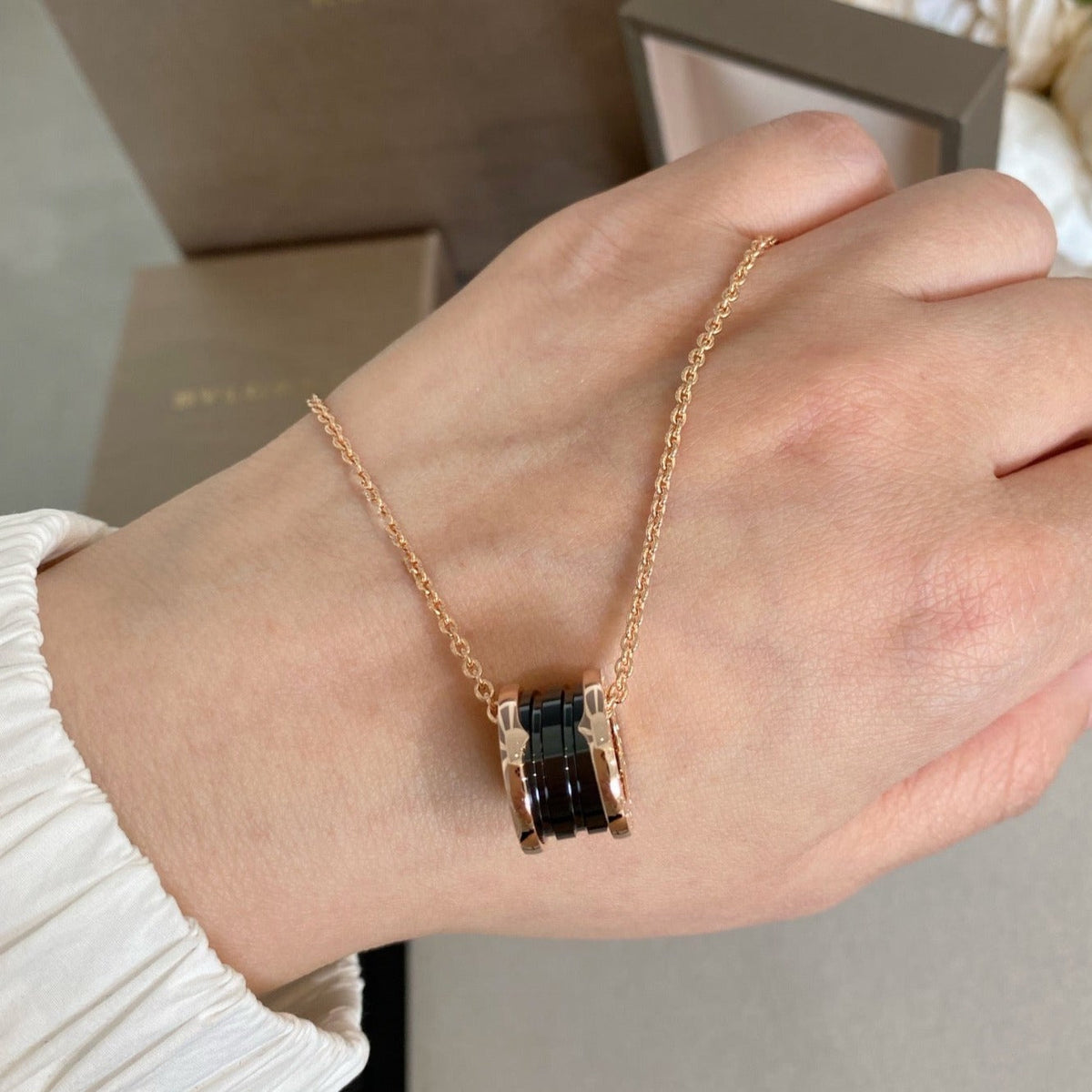 [Regalia Jewelry]ZERO 1 BLACK CERAMIC PINK GOLD NECKLACE