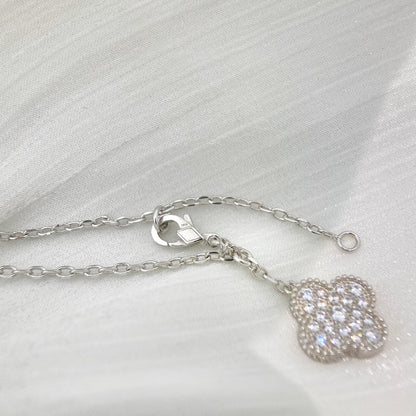 [Regalia Jewelry]CLOVER 5 MOTIFS SILVER DIAMONDS NECKLACE