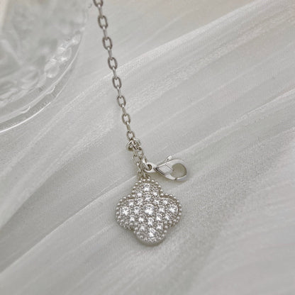 [Regalia Jewelry]CLOVER 5 MOTIFS SILVER DIAMONDS NECKLACE