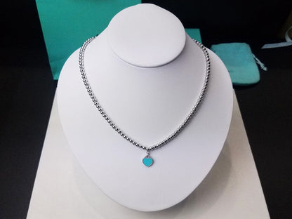 [Regalia Jewels]HEART PEDANT SILVER BALL CHAIN NECKLACE