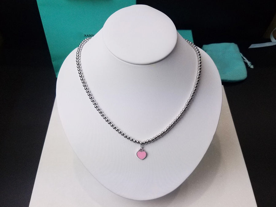 [Regalia Jewels]HEART PEDANT SILVER BALL CHAIN NECKLACE