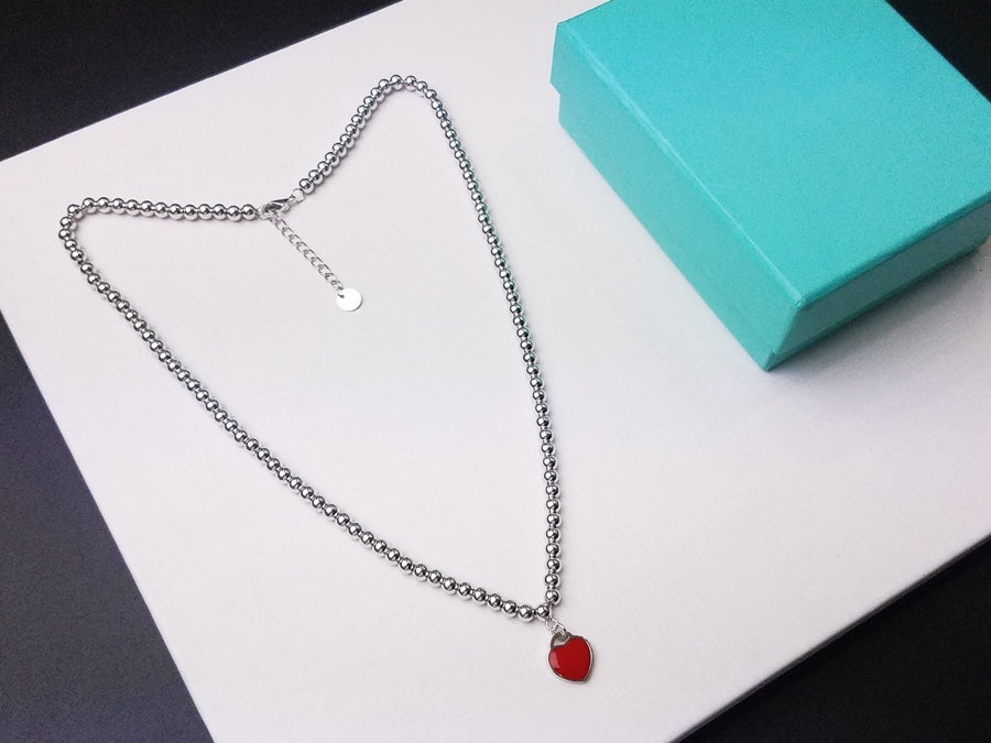 [Regalia Jewels]HEART PEDANT SILVER BALL CHAIN NECKLACE