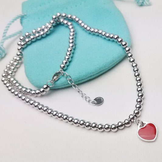 [Regalia Jewels]HEART PEDANT SILVER BALL CHAIN NECKLACE