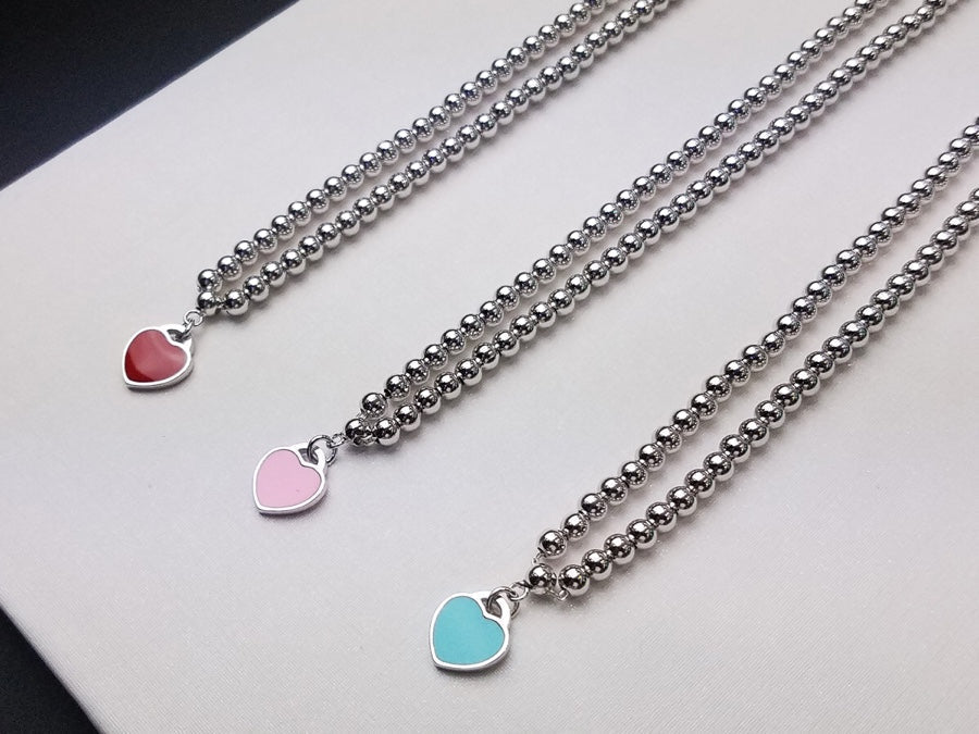 [Regalia Jewels]HEART PEDANT SILVER BALL CHAIN NECKLACE