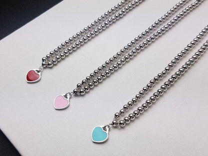 [Regalia Jewels]HEART PEDANT SILVER BALL CHAIN NECKLACE