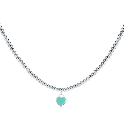 [Regalia Jewels]HEART PEDANT SILVER BALL CHAIN NECKLACE