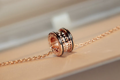 [Regalia Jewelry]ZERO 1 ROCK PEDANT PINK GOLD BLACK NECKLACE