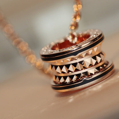 [Regalia Jewelry]ZERO 1 ROCK PEDANT PINK GOLD BLACK NECKLACE