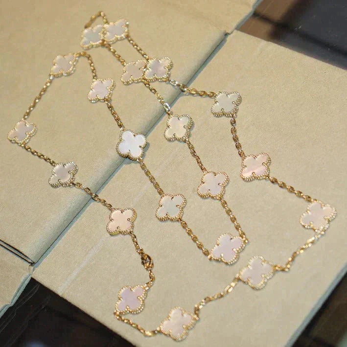[Regalia Jewelry]CLOVER 20 MOTIFS WHITE MOP NECKLACE