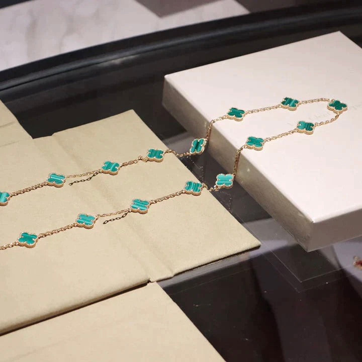 [Regalia Jewelry]CLOVER 20 MOTIFS MALACHITE GOLD