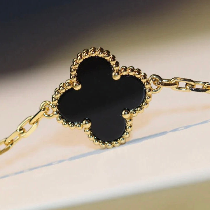 [Regalia Jewelry]CLOVER 20 MOTIFS ONYX NECKLACE