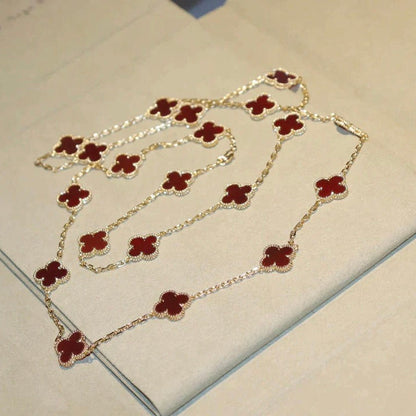 [Regalia Jewelry]CLOVER 20 MOTIFS CARNELIAN NECKLACE