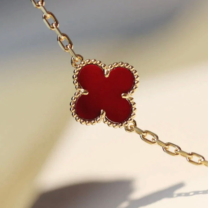 [Regalia Jewelry]CLOVER 20 MOTIFS CARNELIAN NECKLACE