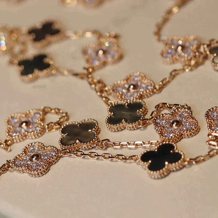 [Regalia Jewelry]CLOVER 20 MOTIFS DARK MOP DIAMOND  NECKLACE