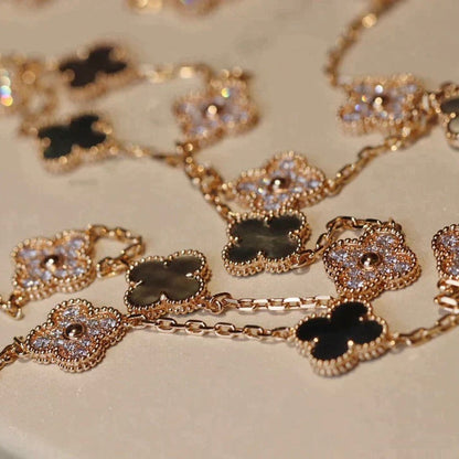 [Regalia Jewelry]CLOVER 20 MOTIFS DARK MOP DIAMOND  NECKLACE