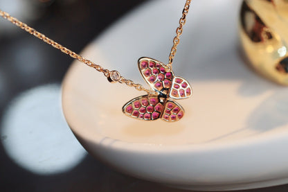 [Regalia Jewelry]BUTTERFLY RED DIAMOND ROSE GOLD NECKLACE
