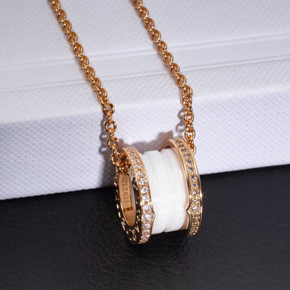 [Regalia Jewelry]ZERO 1 WHITE CERAMIC PINK GOLD DIAMOND NECKLACE