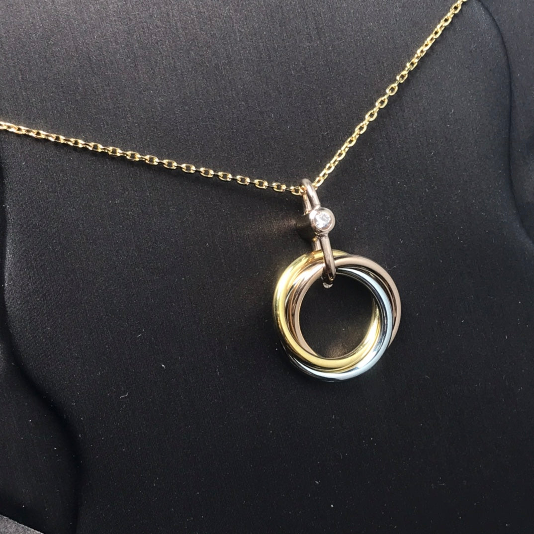 [Regalia Jewelry]TRINITY SILVER GOLD PINK GOLD NECKLACE