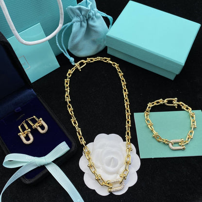 [Regalia Jewels]HARDWEAR LINK DIAMOND GOLD EARRINGS