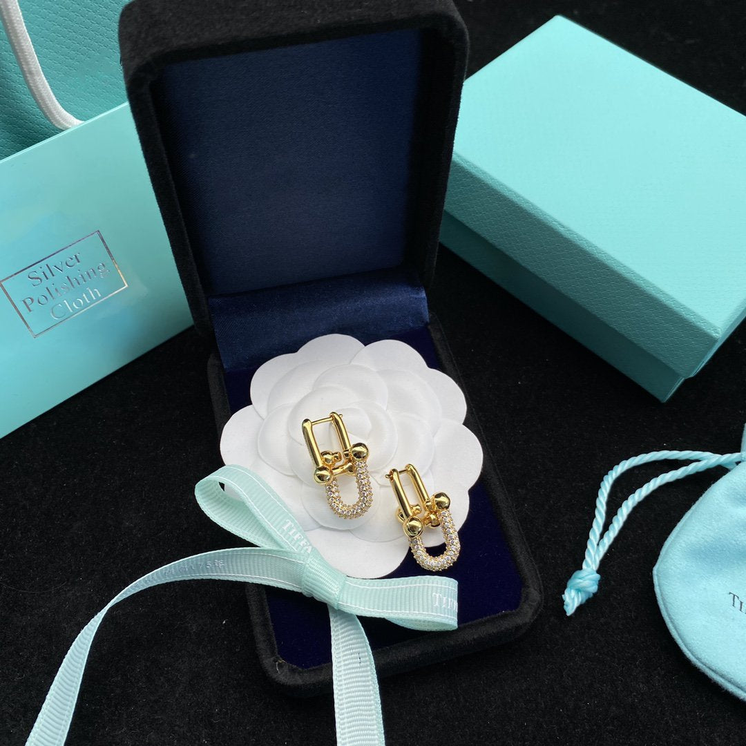 [Regalia Jewels]HARDWEAR LINK DIAMOND GOLD EARRINGS