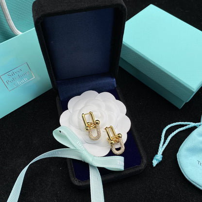 [Regalia Jewels]HARDWEAR LINK DIAMOND GOLD EARRINGS