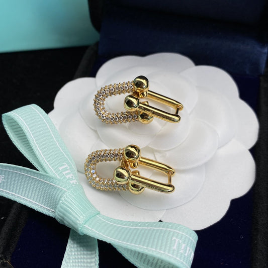 [Regalia Jewels]HARDWEAR LINK DIAMOND GOLD EARRINGS