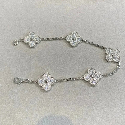 [Regalia Jewelry]CLOVER 5 MOTIFS  DIAMOND BRACELET SILVER