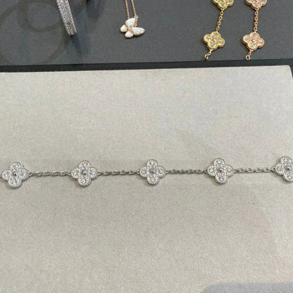 [Regalia Jewelry]CLOVER 5 MOTIFS  DIAMOND BRACELET SILVER