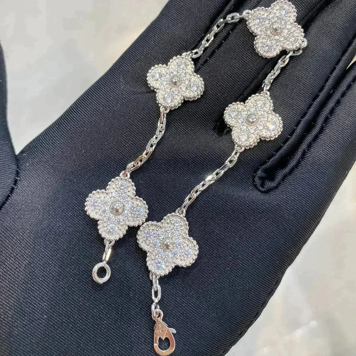 [Regalia Jewelry]CLOVER 5 MOTIFS  DIAMOND BRACELET SILVER