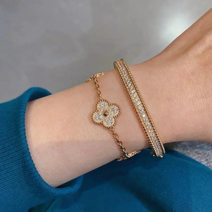 [Regalia Jewelry]CLOVER 5 MOTIFS  FULL DIAMOND BRACELET