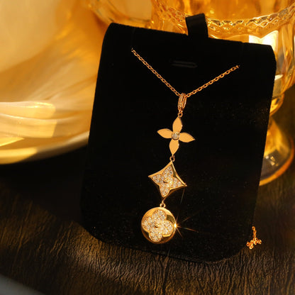 [Regalia Jewelry]STAR AND SUN DIAMOND PINK GOLD NECKLACE