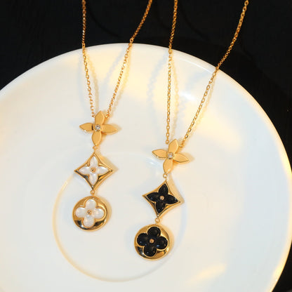[Regalia Jewelry]STAR AND SUN ONYX PINK GOLD NECKLACE