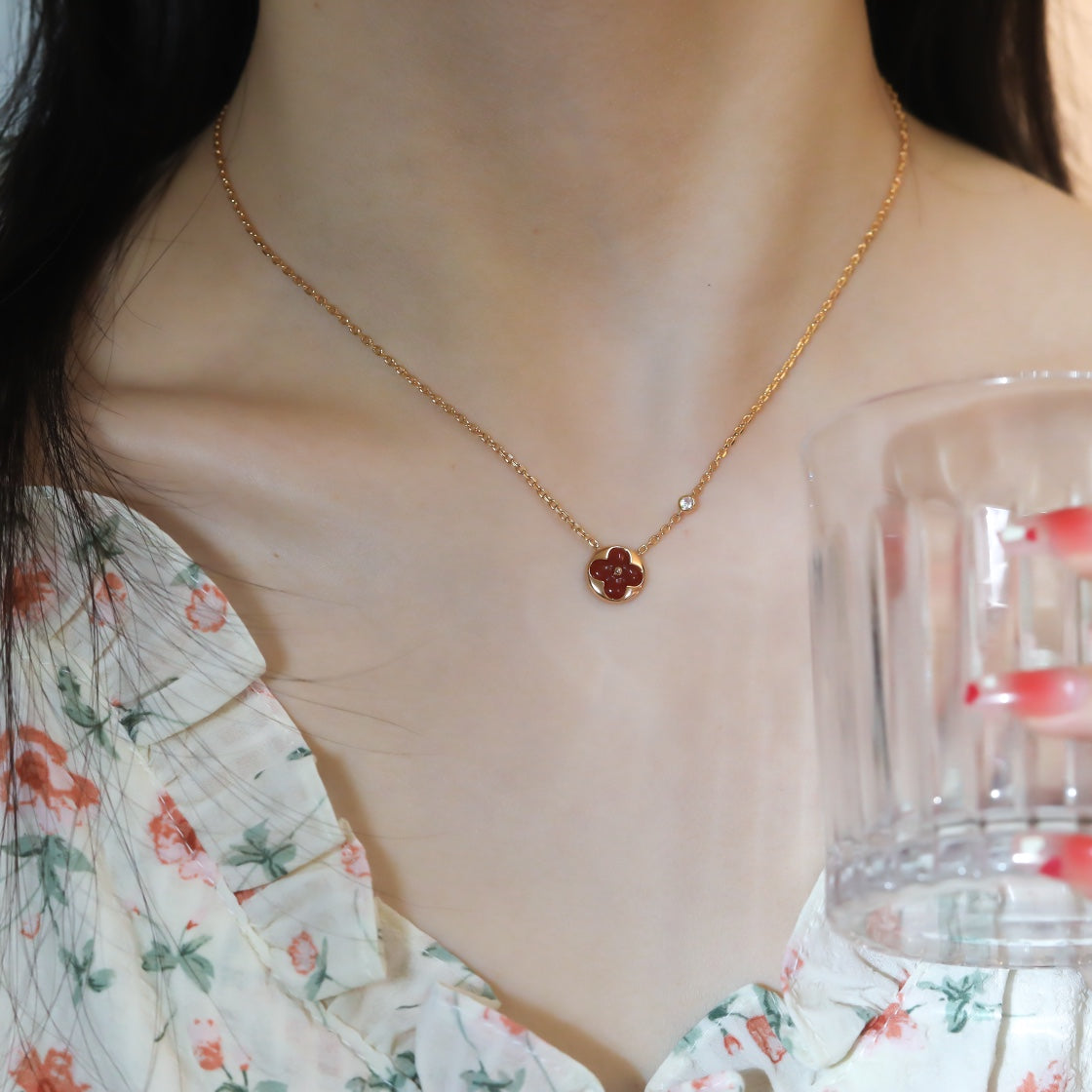 [Regalia Jewelry]SUN PEDANT PINK GOLD 1 DIAMOND NECKLACE
