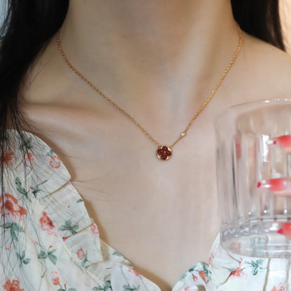 [Regalia Jewelry]SUN PEDANT PINK GOLD 1 DIAMOND NECKLACE