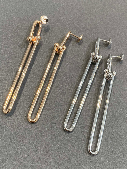 [Regalia Jewels]HARDWEAR DOUBLE LONG LINK EARRINGS