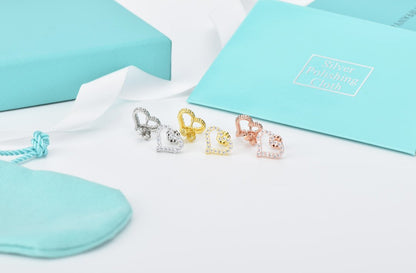 [Regalia Jewels]OPEN HEART STUD DIAMOND EARRINGS