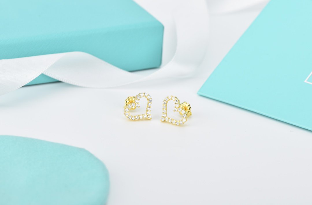 [Regalia Jewels]OPEN HEART STUD DIAMOND EARRINGS