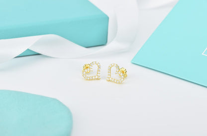 [Regalia Jewels]OPEN HEART STUD DIAMOND EARRINGS