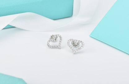 [Regalia Jewels]OPEN HEART STUD DIAMOND EARRINGS