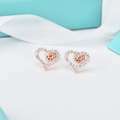 [Regalia Jewels]OPEN HEART STUD DIAMOND EARRINGS