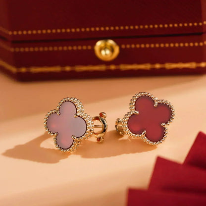 [Regalia Jewelry]CLOVER MEDIUM 1 MOTIFS CARNELIAN  EARRINGS